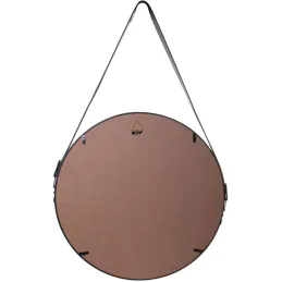 Miroir rond avec anse en PU 40 cm