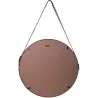 Miroir rond avec anse en PU 40 cm
