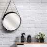 Miroir rond avec anse en PU 40 cm