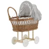 Berceau de poupée en osier buff tissu gris