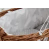 Berceau de poupée en osier buff tissu gris