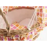 Berceau de poupée en osier buff tissu à carreaux