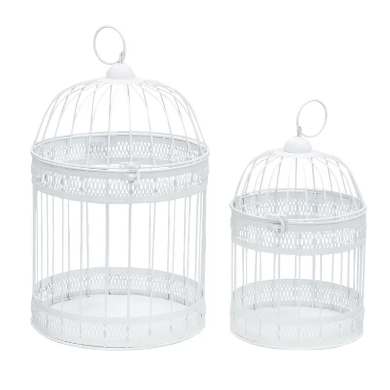 Cages en métal laqué blanc (Lot de 2)