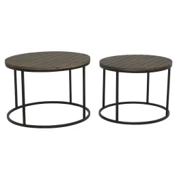 Tables basses en métal et bois (Lot de 2)