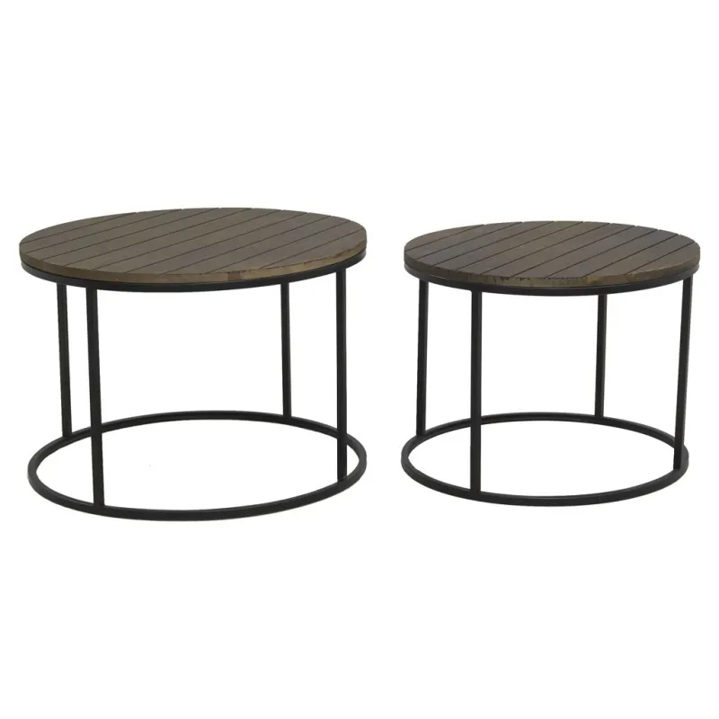 Tables basses en métal et bois (Lot de 2)