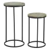 Sellettes en métal noir et pin (Lot de 2)