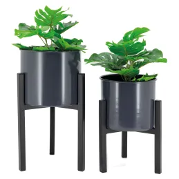 Cache-pots en métal noir Graph (Lot de 2)