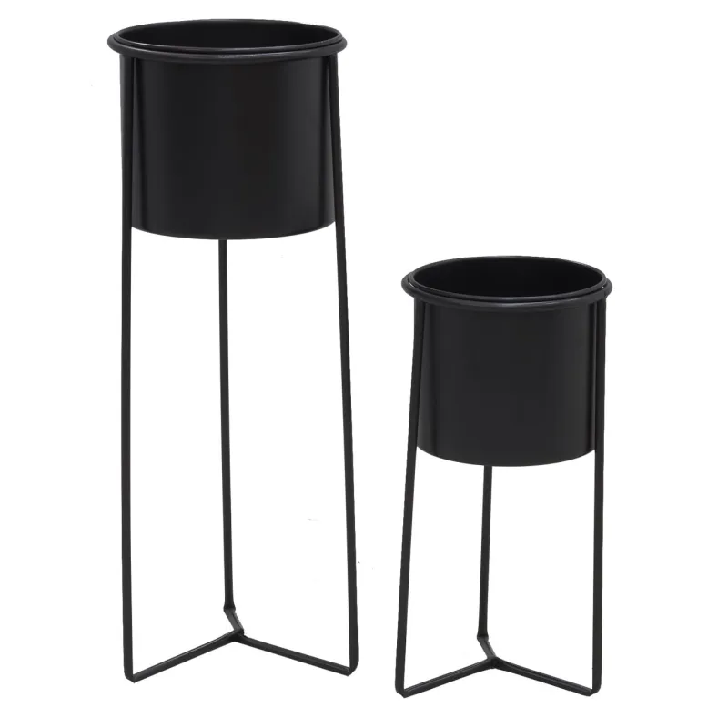 Cache-pots en métal noir (Lot de 2)