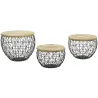 Tables basses en métal et manguier (Lot de 3)