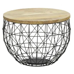 Tables basses en métal et manguier (Lot de 3)