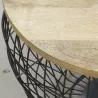 Tables basses en métal et manguier (Lot de 3)