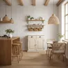 Buffet en bois brut 2 portes 2 tiroirs