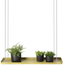 Support à plantes rectangulaire à suspendre doré