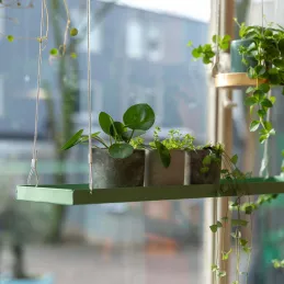 Support à plantes rectangulaire à suspendre vert