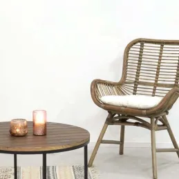 Fauteuil en rotin teinté gris