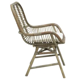 Fauteuil en rotin teinté gris
