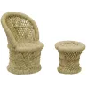 Fauteuil et tabouret pour enfant en roseau (Lot de 2)