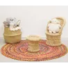 Fauteuil et tabouret pour enfant en roseau (Lot de 2)