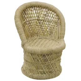 Fauteuil et tabouret pour enfant en roseau (Lot de 2)