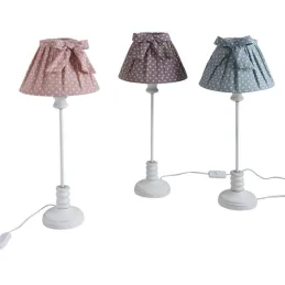 Lampe en bois et coton à pois