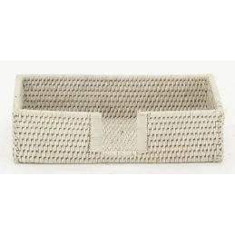 Porte-serviettes en rotin patiné blanc