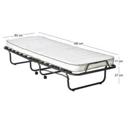 Lit pliant avec matelas 80 x 190 cm