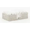 Porte-serviettes en rotin patiné blanc