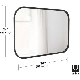 Miroir rectangulaire rebord caoutchouc 61 x 91 cm Hub