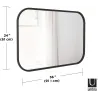 Miroir rectangulaire rebord caoutchouc 61 x 91 cm Hub