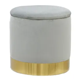 Pouf coffre en velours et métal
