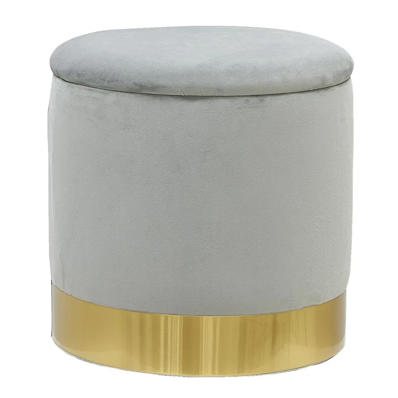 Pouf coffre en velours et métal