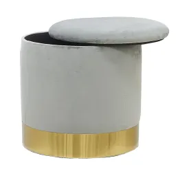Pouf coffre en velours et métal