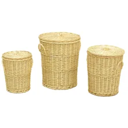 Panières à linge en osier blanc (Lot de 3)
