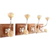 Patère en bois et céramique double crochet (Lot de 4)