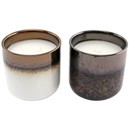Bougie en pot effet émaillé 9 x 9.5 cm (Lot de 2)