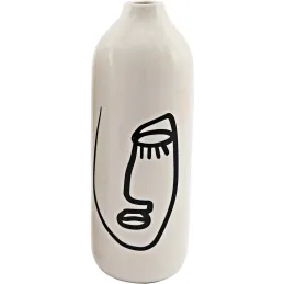 Vase en dolomite motif visage 22 x 8 cm