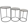 Set de 3 tables gigognes rondes en métal plateau aluminium