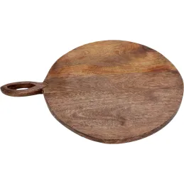 Planche à découper ronde en bois avec poignée 49 x 38 cm