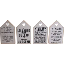 Plaques en bois Règles de la maison 18 x 11 cm (Lot de 4)