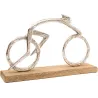 Cycliste en aluminium sur socle en bois de manguier 31 x 19 cm