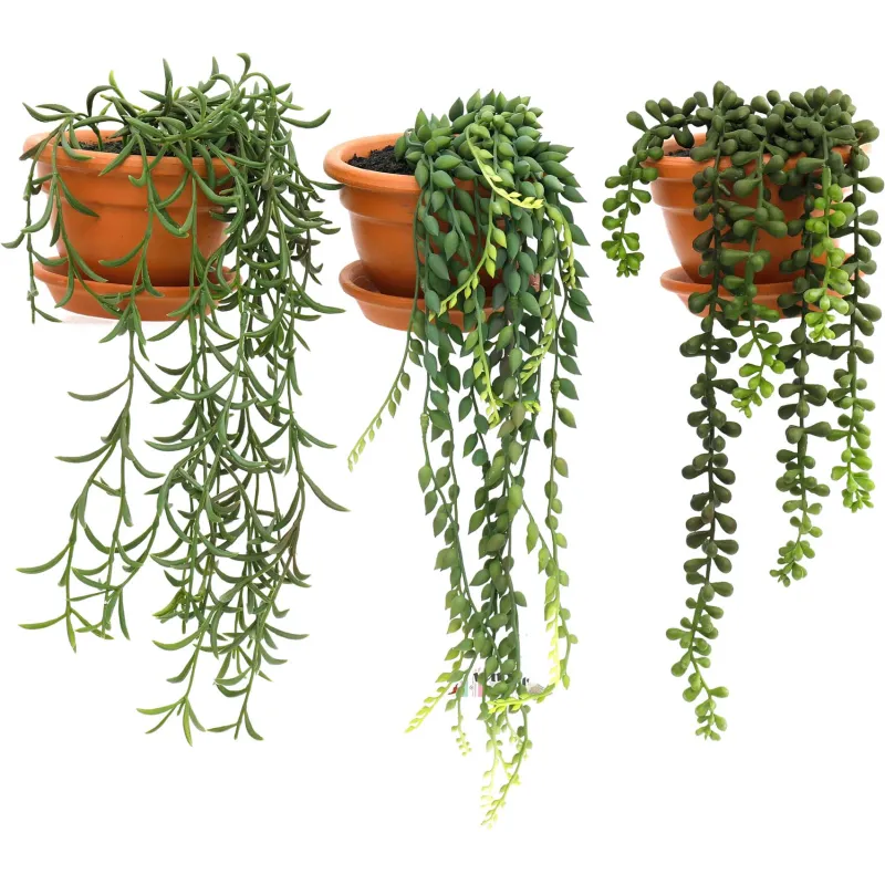 Plantes artificielles en pot terracotta (Lot de 3)