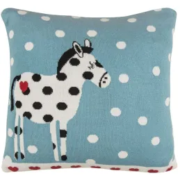 Housse de coussin en coton bio 35 x 35 cheval à pois