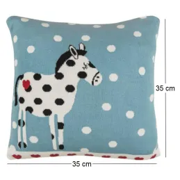 Housse de coussin en coton bio 35 x 35 cheval à pois