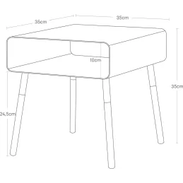 Table de chevet moderne en métal et bois