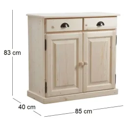 Buffet en bois brut 2 portes 2 tiroirs