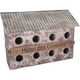 Nichoir 8 oiseaux en fer et sapin Hôtel des oiseaux