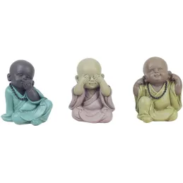 Moines colorés en résine (Lot de 3)