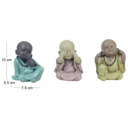 Moines colorés en résine (Lot de 3)