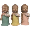 Bouddhas colorés avec fleur de lotus en résine (Lot de 3)