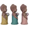 Bouddhas colorés avec fleur de lotus en résine (Lot de 3)